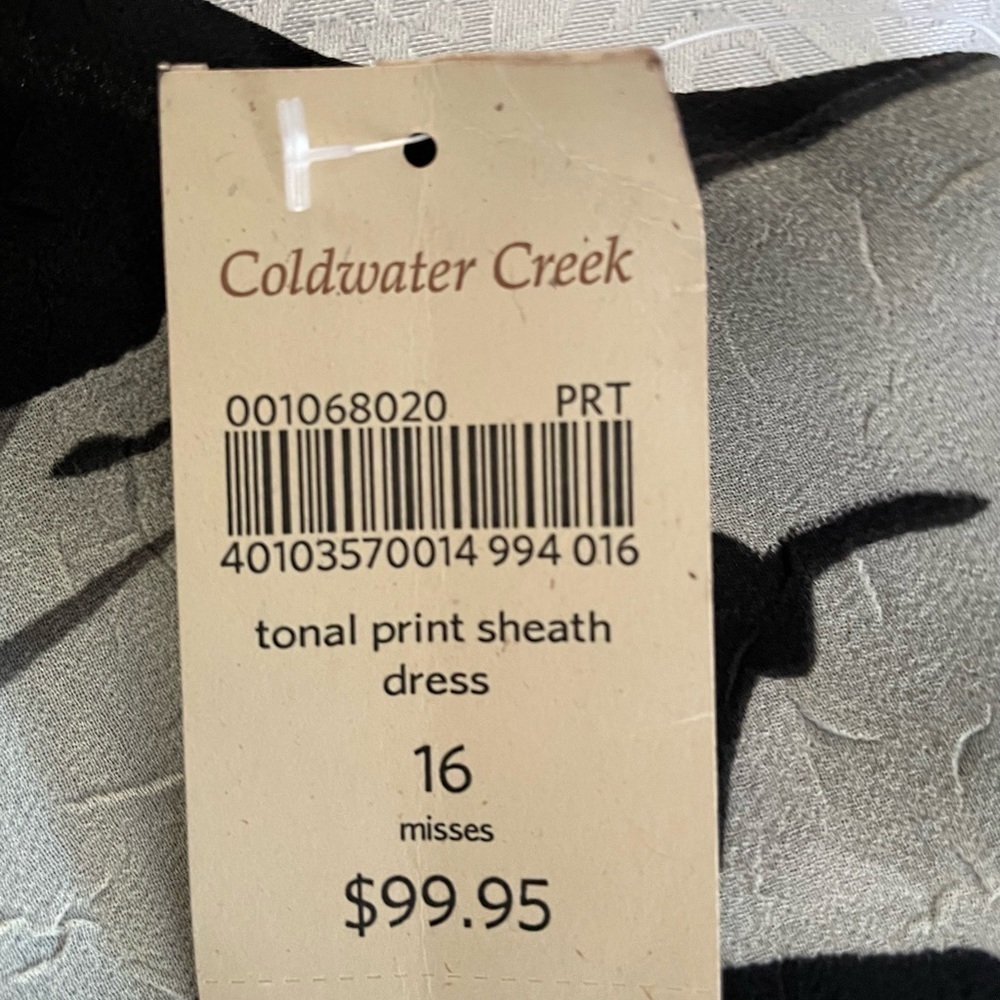 Goldwater Creek women’s Black and Gray chiffon, sheath dress with abstract print - Picture 4 of 4